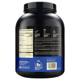 Instrucciones de uso de Gold Standard 100% Casein con una porción de 33g mezclada en 10-12 oz de agua o leche. Ideal para consumir 30-60 minutos antes de dormir.