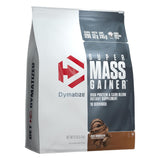 Bolsa de Super Mass Gainer Dymatize 12 lb sabor Chocolate, con 52g de proteínas, 1280 calorías y 245g de carbohidratos.