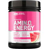 Bote de ESSENTIAL AMIN.O. ENERGY sabor sandía (Watermelon) 65 serv de Optimum Nutrition, ideal para energía sostenida y recuperación sin calorías adicionales.